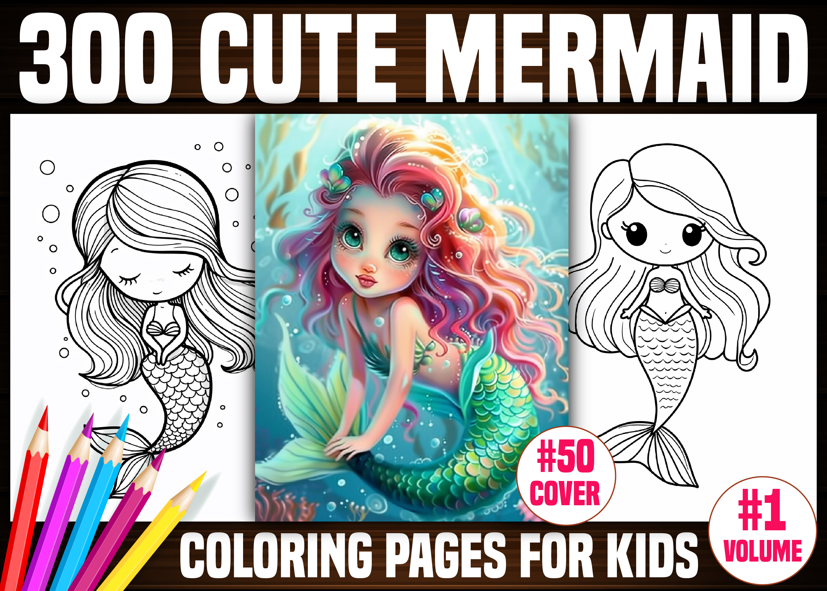300 Cute Mermaid Coloring Pages for Kids