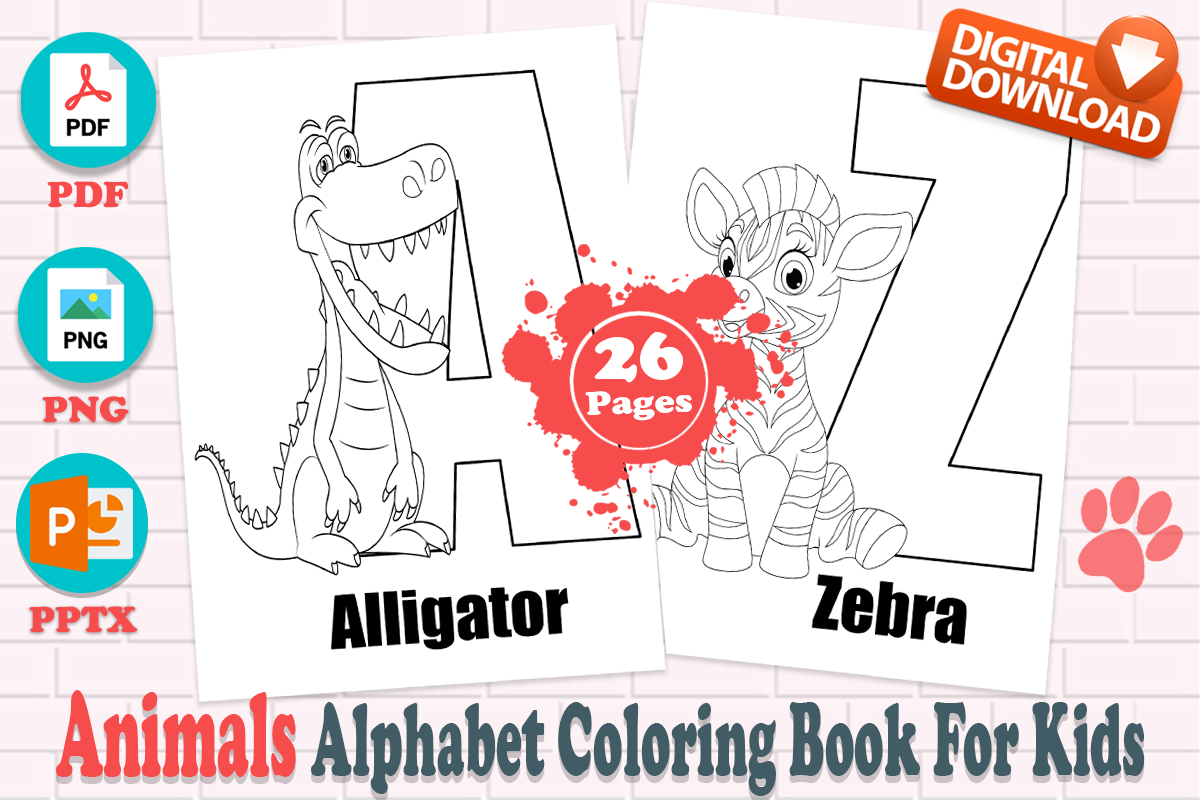 Animals Alphabet Coloring Book for Kids