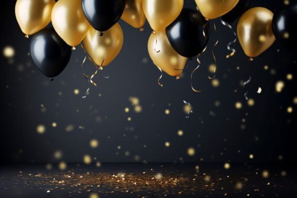 Celebration Black and Gold Balloons