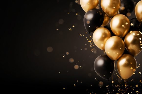 Celebration Black and Gold Balloons