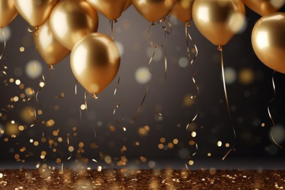 Celebration Black and Gold Balloons