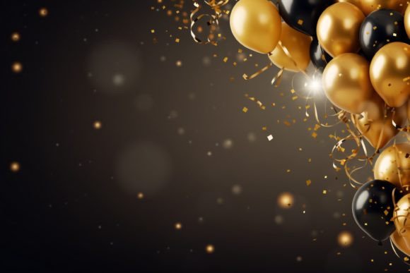 Celebration Black and Gold Balloons