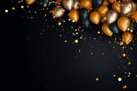 Celebration Black and Gold Balloons
