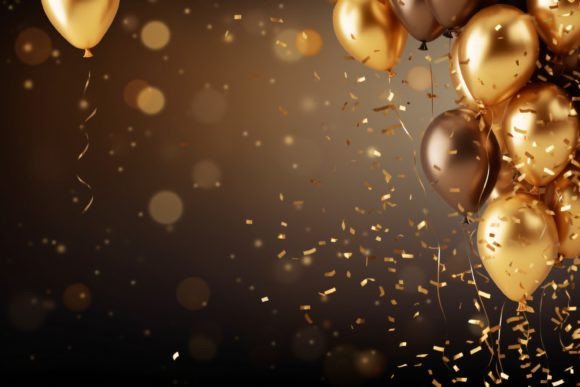 Celebration Black and Gold Balloons