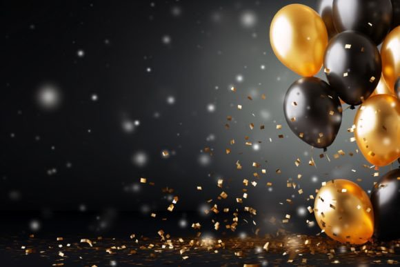 Celebration Black and Gold Balloons