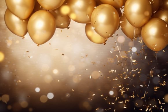 Celebration Black and Gold Balloons