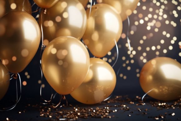 Celebration Black and Gold Balloons
