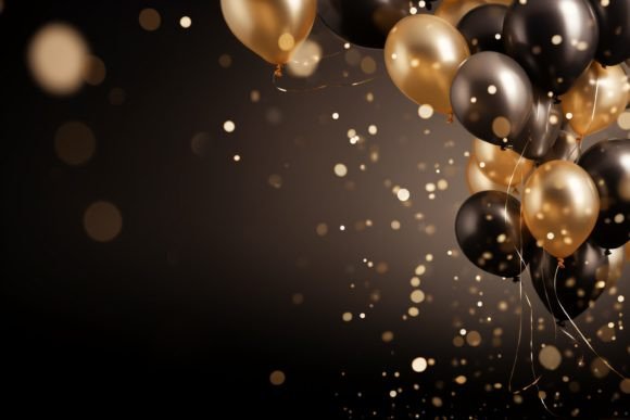 Celebration Black and Gold Balloons