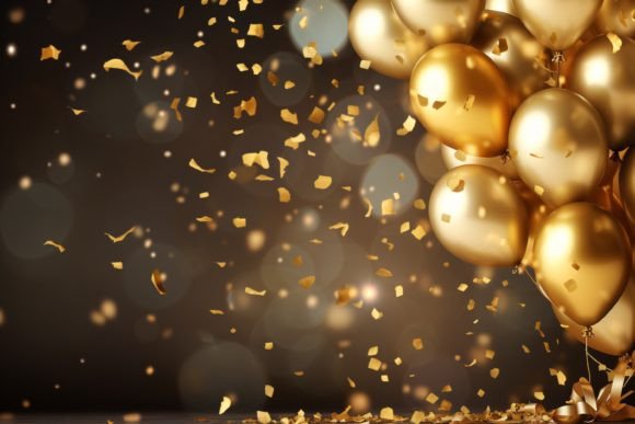 Celebration Black and Gold Balloons