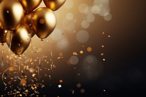 Celebration Black and Gold Balloons