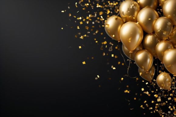 Celebration Black and Gold Balloons