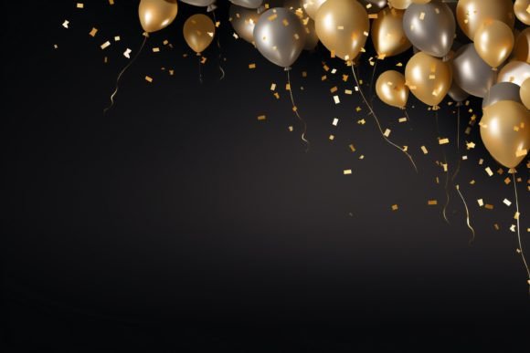 Celebration Black and Gold Balloons