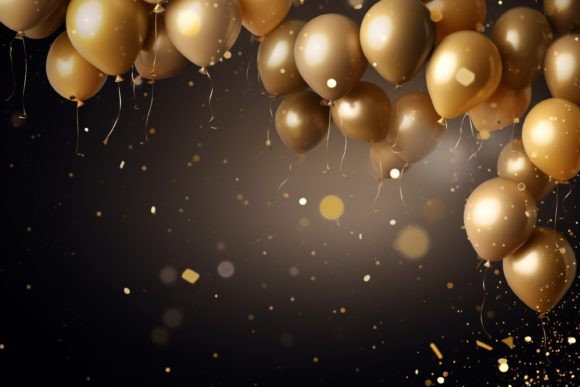 Celebration Black and Gold Balloons