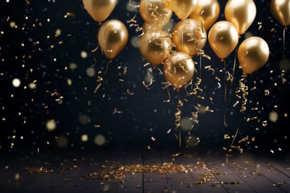Celebration Black and Gold Balloons