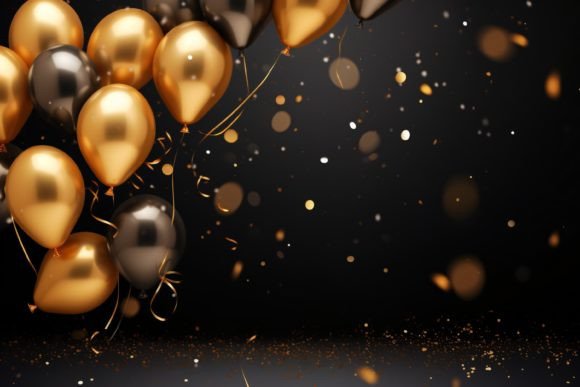 Celebration Black and Gold Balloons