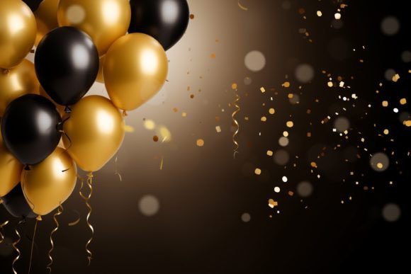 Celebration Black and Gold Balloons