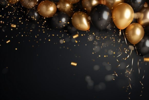 Celebration Black and Gold Balloons