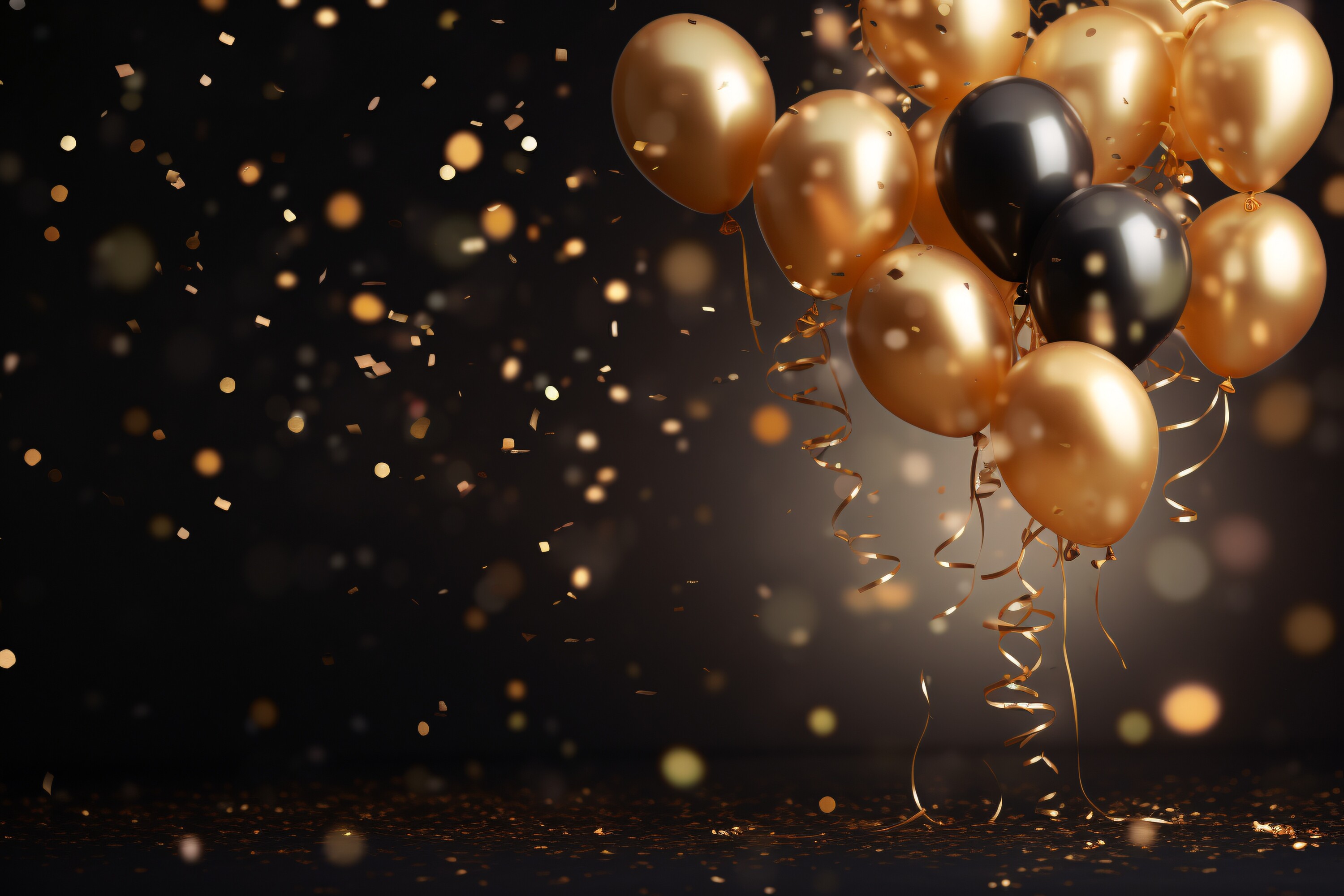 Celebration Black and Gold Balloons
