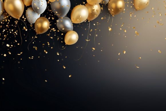 Celebration Black and Gold Balloons