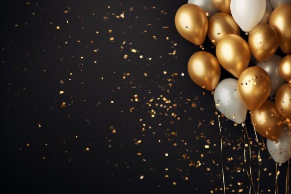 Celebration Black and Gold Balloons