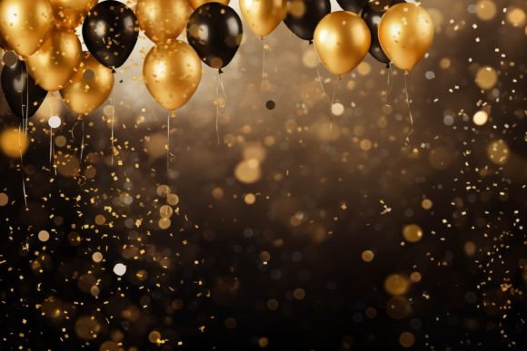 Celebration Black and Gold Balloons
