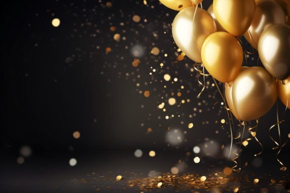 Celebration Black and Gold Balloons