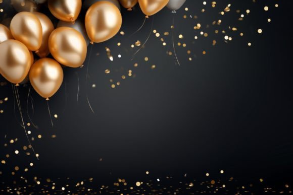 Celebration Black and Gold Balloons