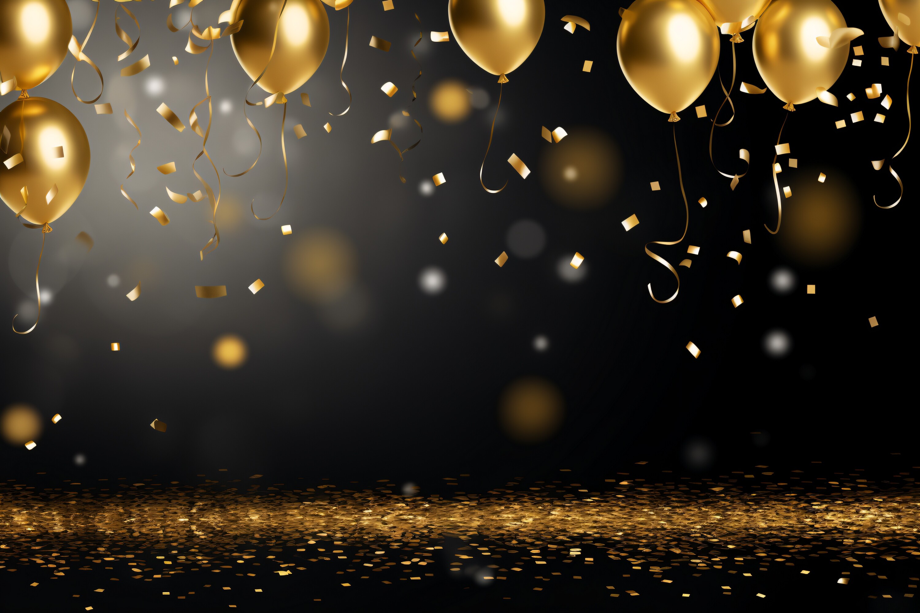 Celebration Black and Gold Balloons