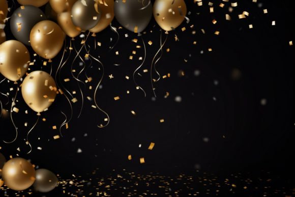 Celebration Black and Gold Balloons