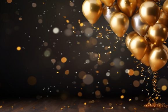 Celebration Black and Gold Balloons