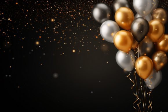Celebration Black and Gold Balloons