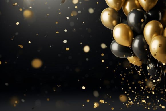 Celebration Black and Gold Balloons