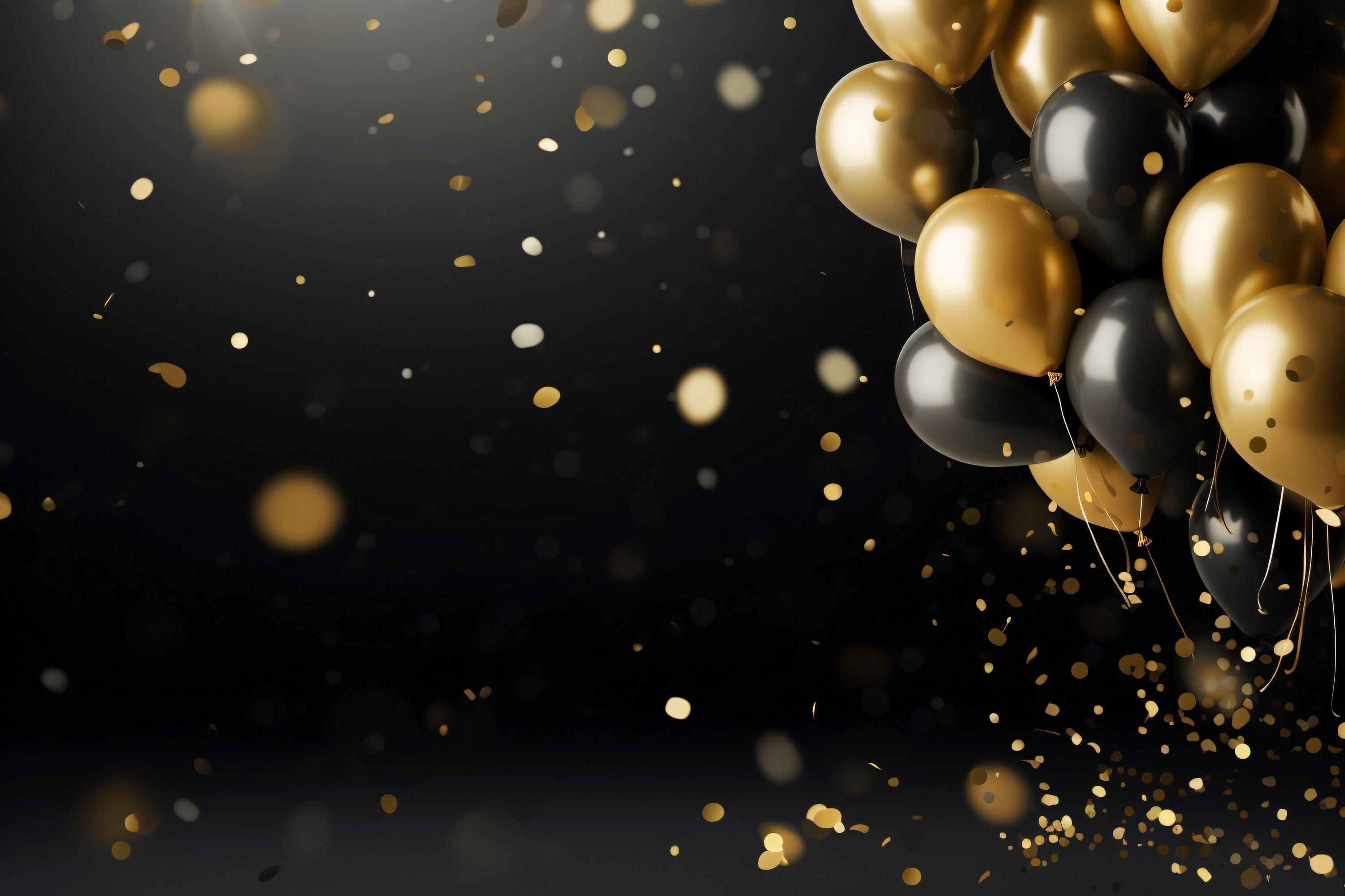 Celebration Black and Gold Balloons