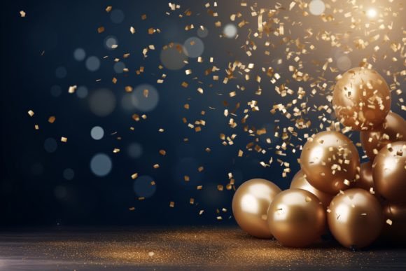 Celebration Black and Gold Balloons