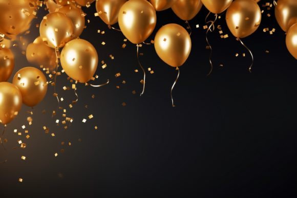 Celebration Black and Gold Balloons