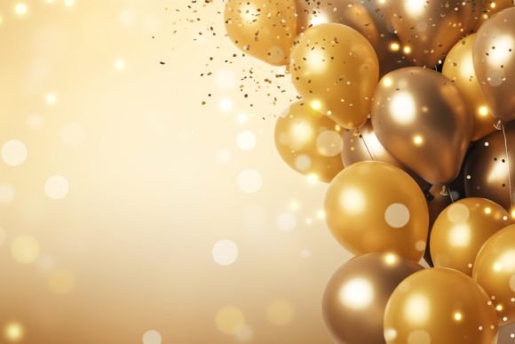 Celebration Black and Gold Balloons