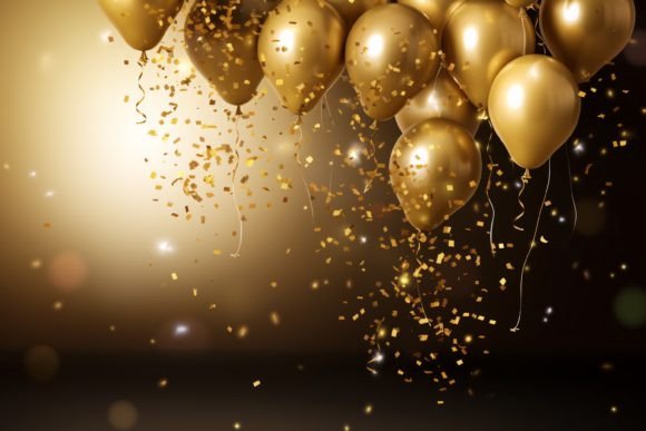 Celebration Black and Gold Balloons