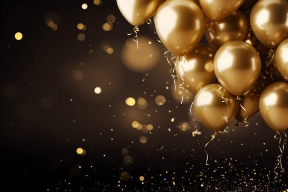 Celebration Black and Gold Balloons