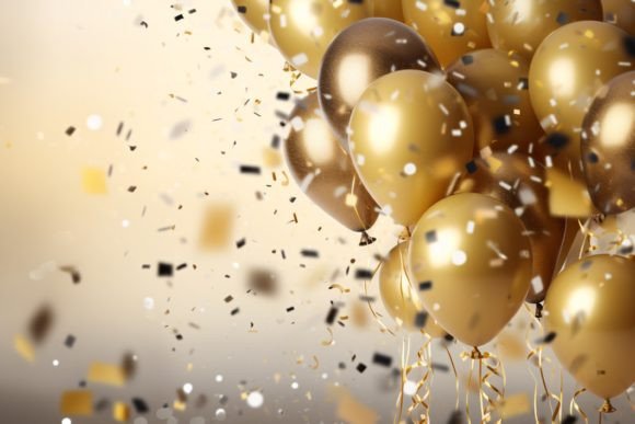 Celebration Black and Gold Balloons
