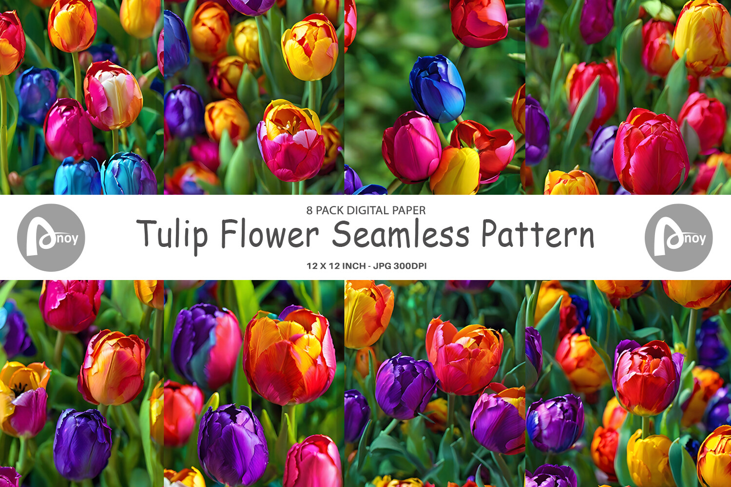 Digital Paper Tulip Flower Pattern Graphic by Artnoy · Creative Fabrica