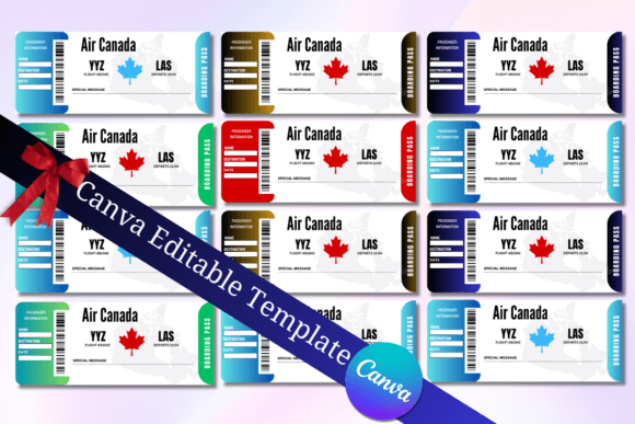 Editable Boarding Pass Canva Templates
