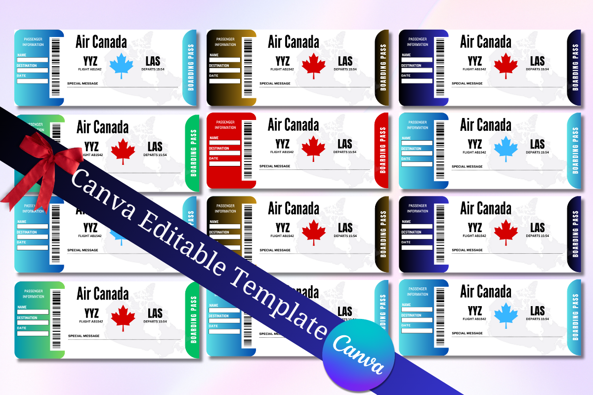 Editable Boarding Pass Canva Templates