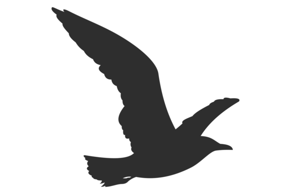 Flying Seagull Silhouette. Free Wild Bir Graphic Illustrations By microvectorone