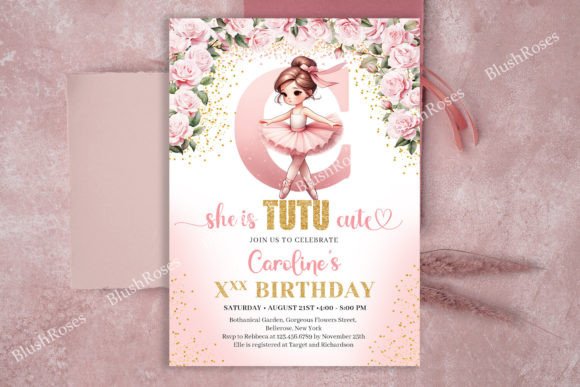 Letter C Tutu Ballerina Birthday Invite