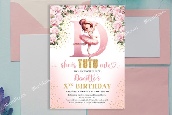 Letter D Tutu Ballerina Birthday Invite
