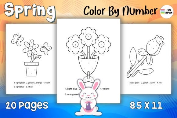 Spring Color by Number Page for Kids 04