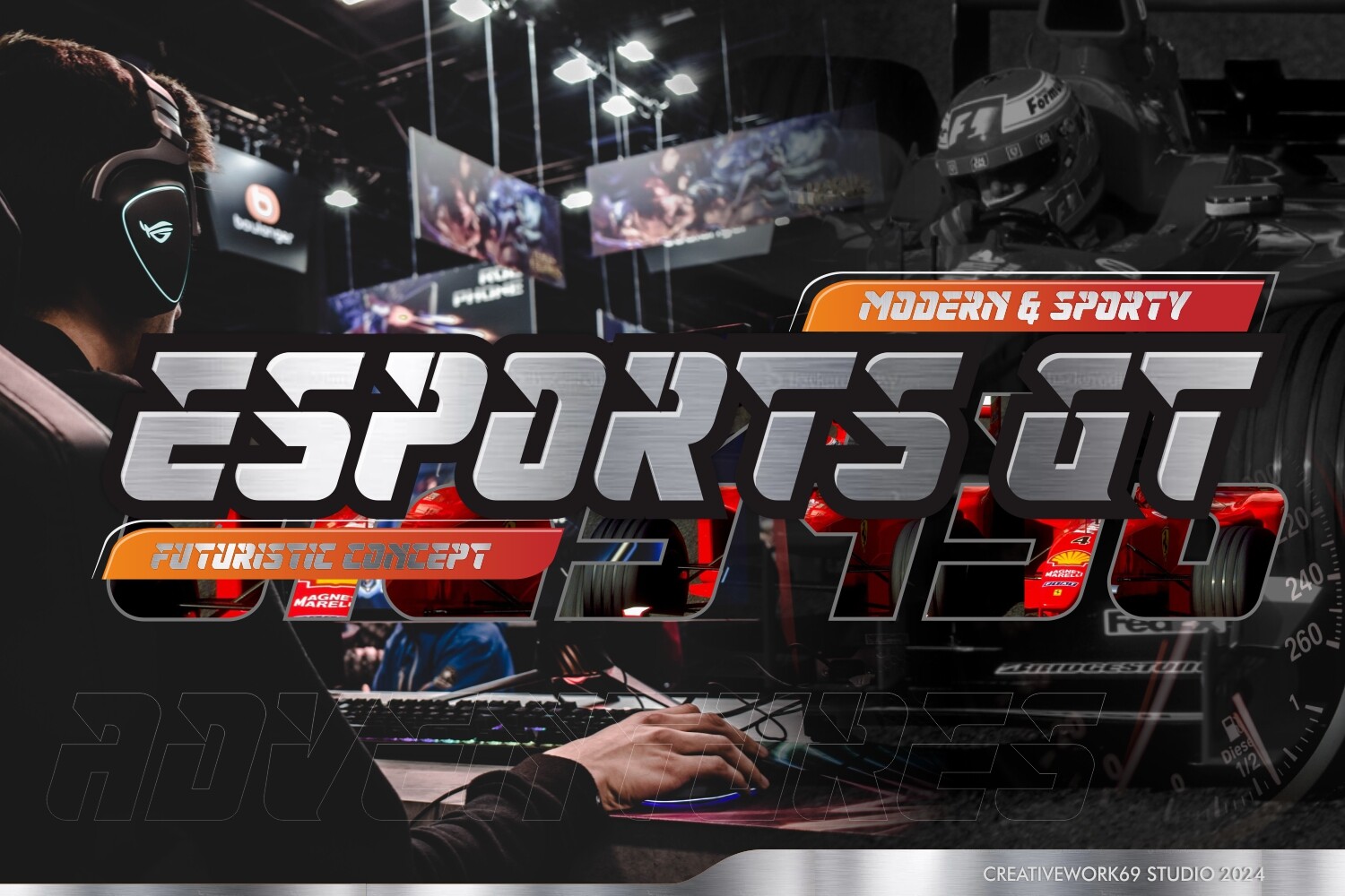 Esports Gt font preview for esports logos