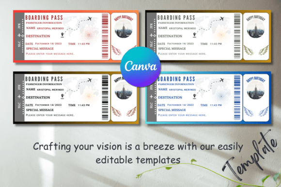 Editable Boarding Pass Canva Templates