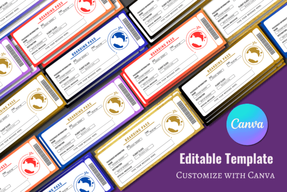 Editable Boarding Pass Canva Templates