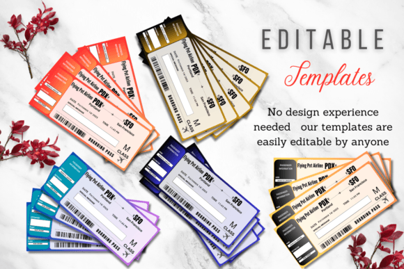 Editable Boarding Pass Canva Templates